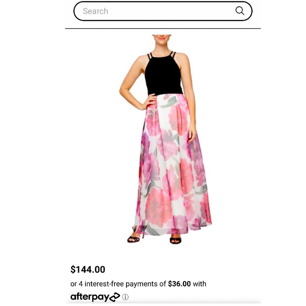 SLNY floral organza long dress.